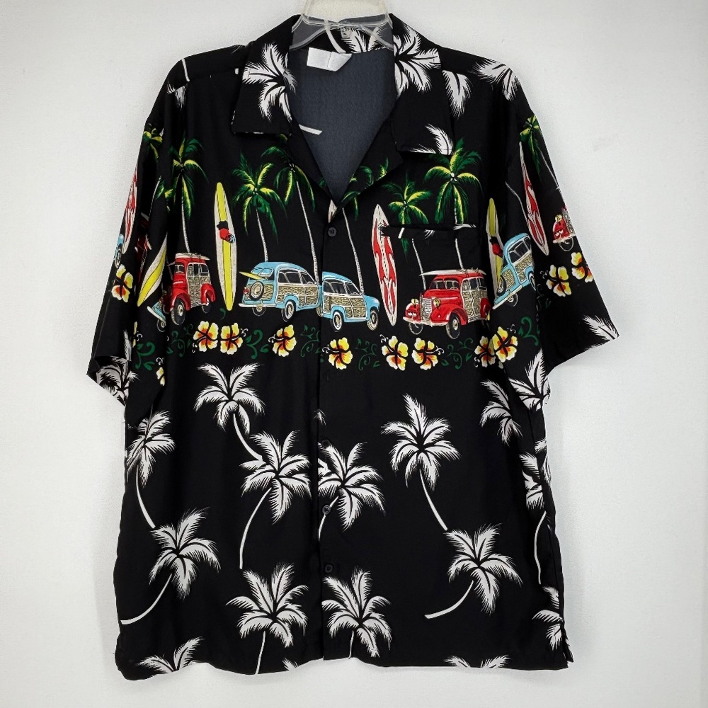 India Boutique Mens XL Lightweight Button Front Shirt Hawaiian Surfing Floral